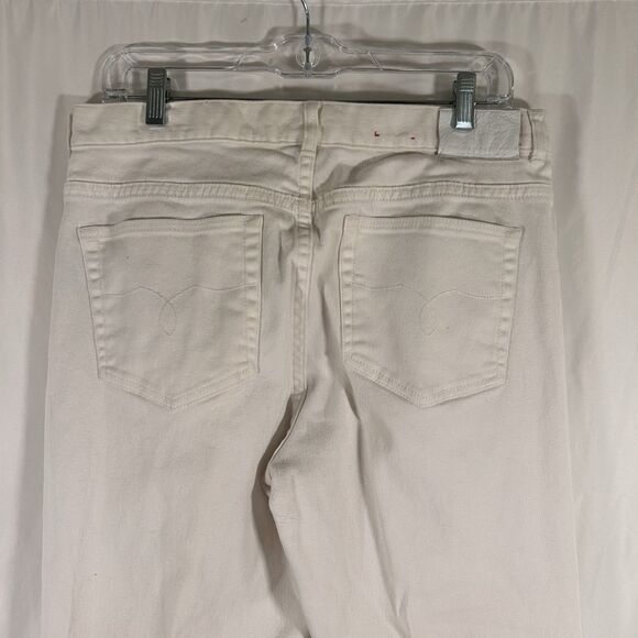 Lauren Jeans Co Ralph Lauren Pants Women 12 White Denim Pockets Classic Straight - Picture 6 of 10